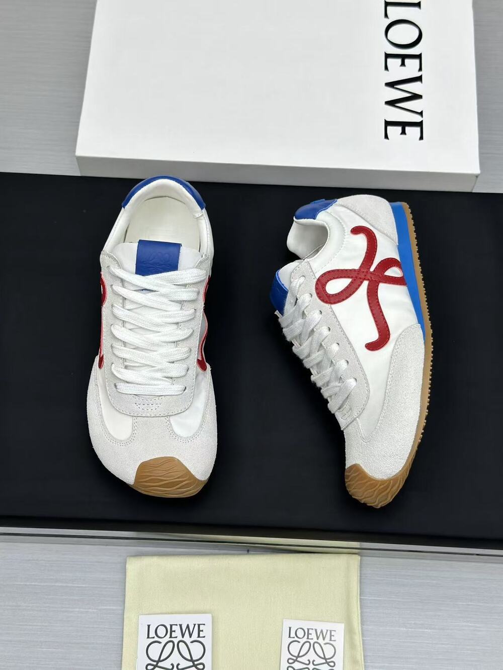 Loewe White Mixed Media Retro Runner Sneakers